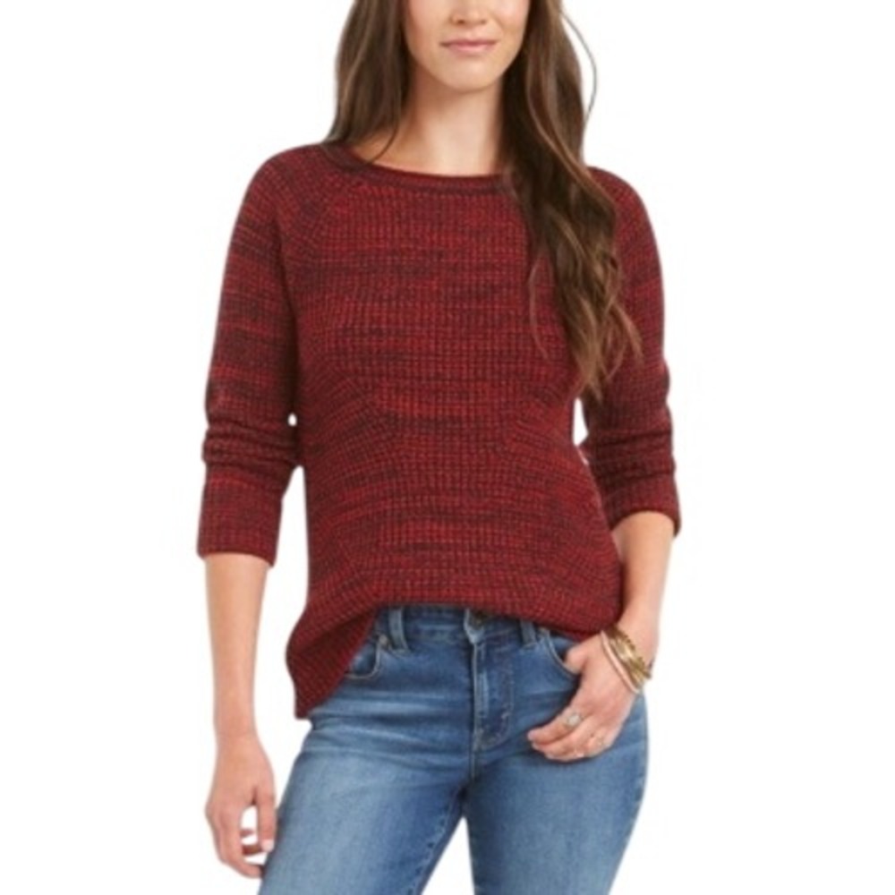 482. Style & Co Women's Petite Marled-Knit Sweater Red Size Petite Medium Casual